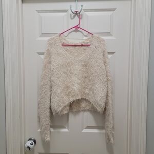 ANTHROPOLOGIE KNITTED & KNOTTED FUZZY SWEATER TOP SIZE XS